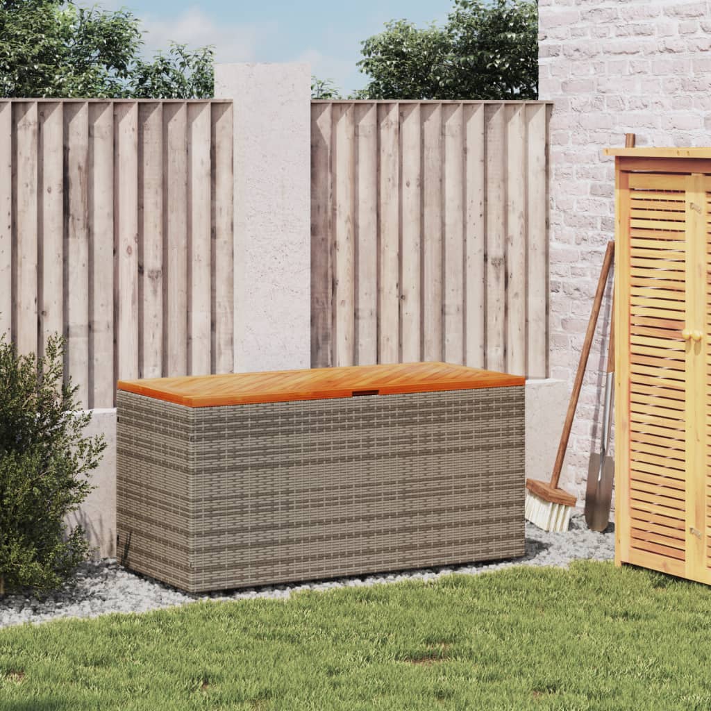 vidaXL Ladă depozitare grădină gri 110x50x54 cm lemn acacia poliratan vidaXL Ladă depozitare grădină gri 110x50x54 cm lemn acacia poliratan