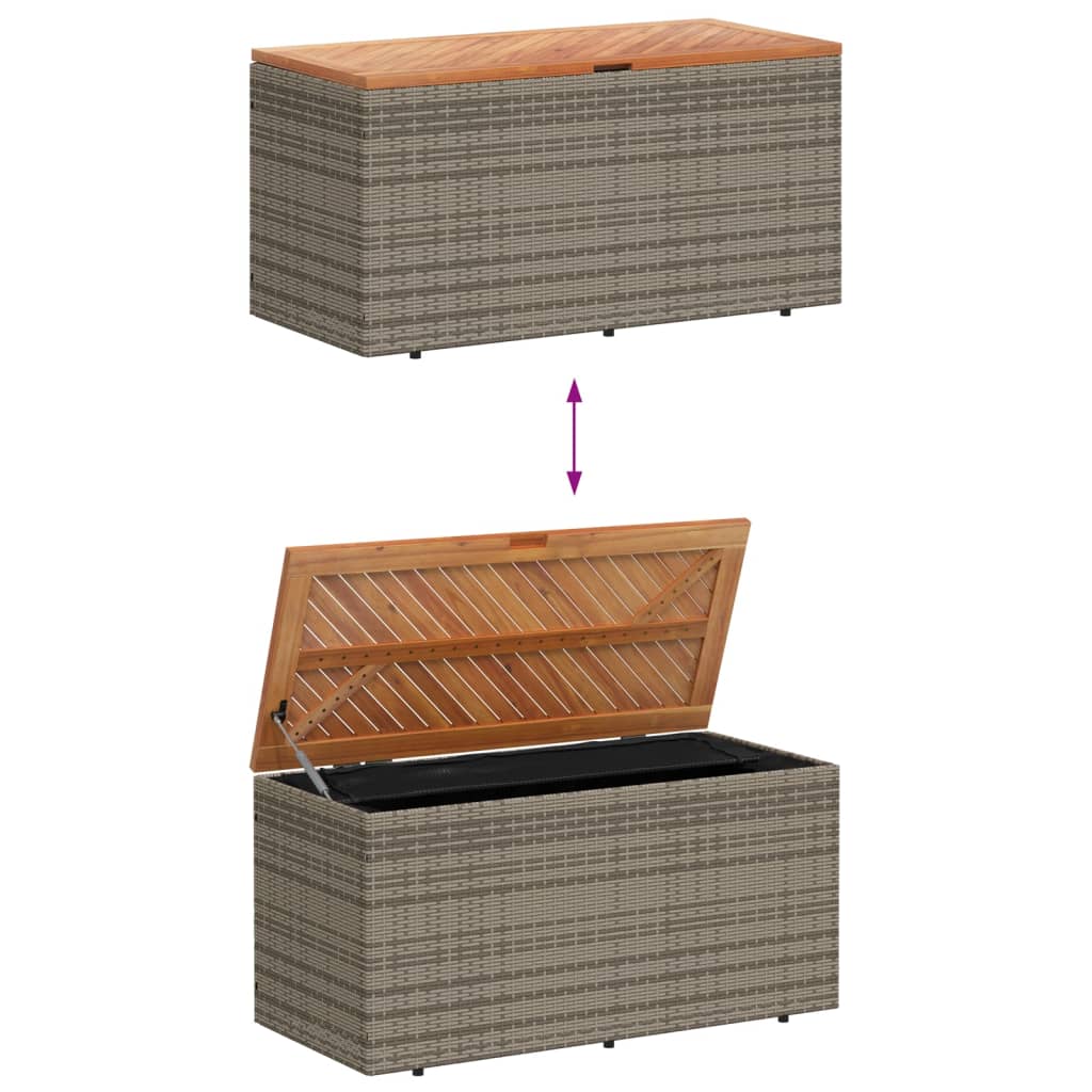 vidaXL Ladă depozitare grădină gri 110x50x54 cm lemn acacia poliratan vidaXL Ladă depozitare grădină gri 110x50x54 cm lemn acacia poliratan