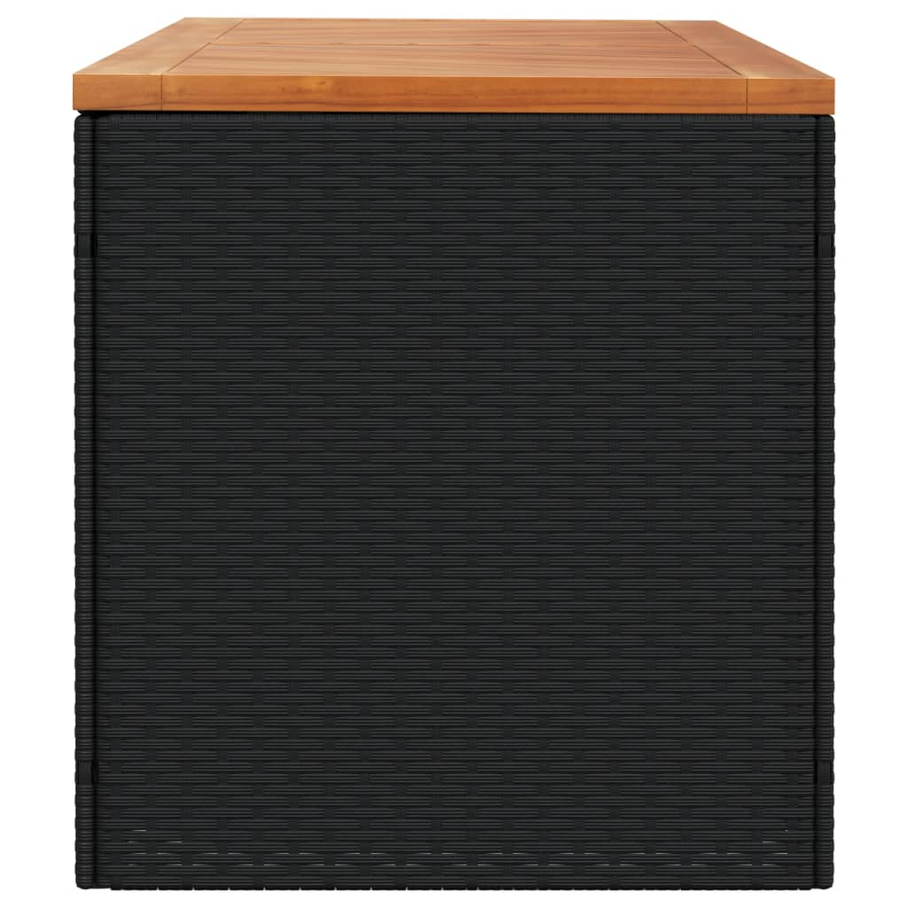 vidaXL Ladă depozitare grădină negru 220x50x54cm poliratan lemn acacia vidaXL Ladă depozitare grădină negru 220x50x54cm poliratan lemn acacia