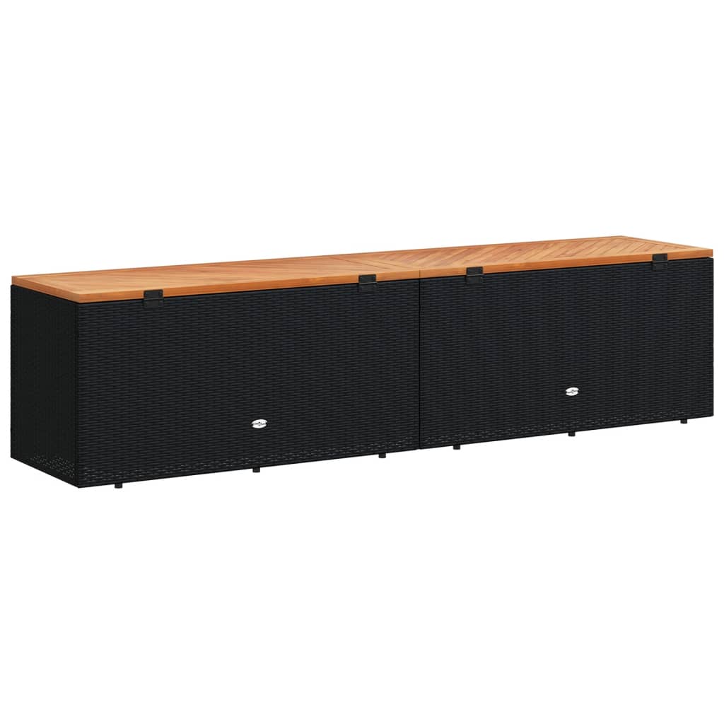 vidaXL Ladă depozitare grădină negru 220x50x54cm poliratan lemn acacia vidaXL Ladă depozitare grădină negru 220x50x54cm poliratan lemn acacia