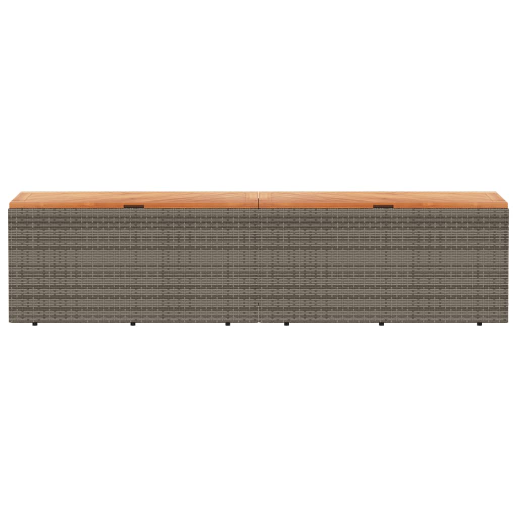 vidaXL Ladă depozitare grădină gri 220x50x54 cm poliratan lemn acacia vidaXL Ladă depozitare grădină gri 220x50x54 cm poliratan lemn acacia