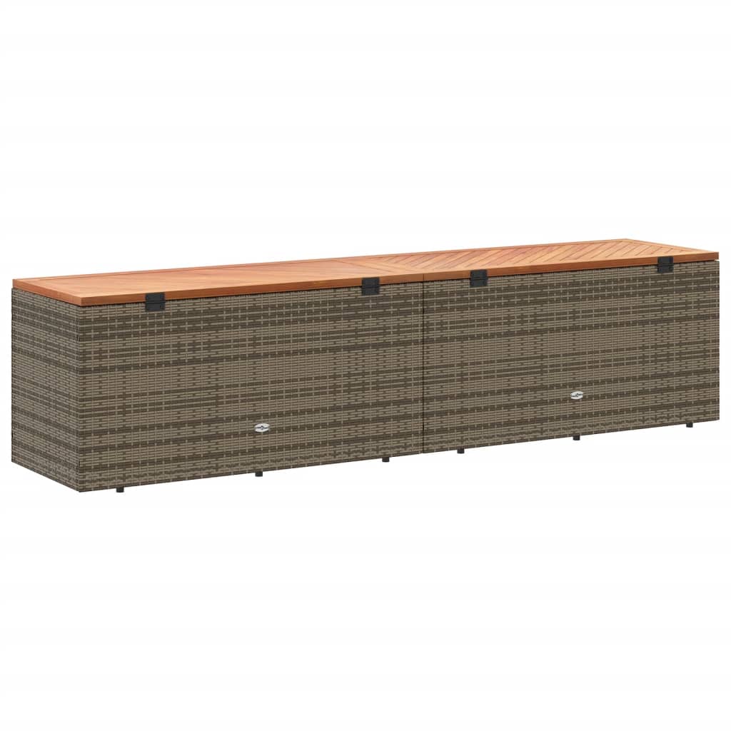 vidaXL Ladă depozitare grădină gri 220x50x54 cm poliratan lemn acacia vidaXL Ladă depozitare grădină gri 220x50x54 cm poliratan lemn acacia