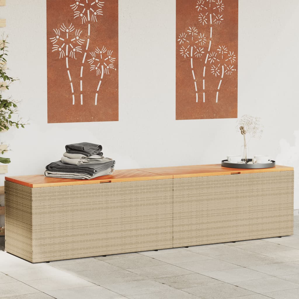 vidaXL Cutie depozitare grădină bej 220x50x54 cm lemn acacia poliratan vidaXL Cutie depozitare grădină bej 220x50x54 cm lemn acacia poliratan