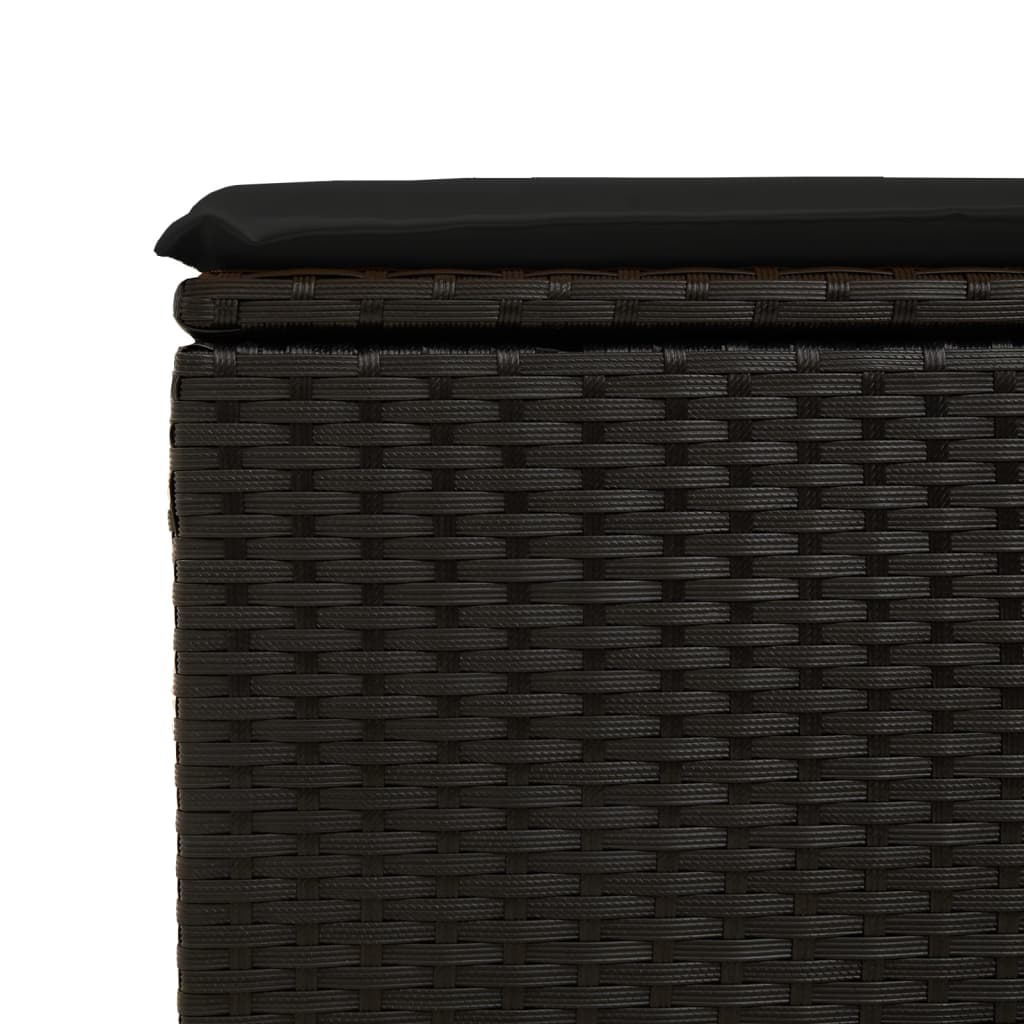 vidaXL Taburet de grădină cu pernă, negru, 55x55x37 cm, poliratan vidaXL Taburet de grădină cu pernă, negru, 55x55x37 cm, poliratan
