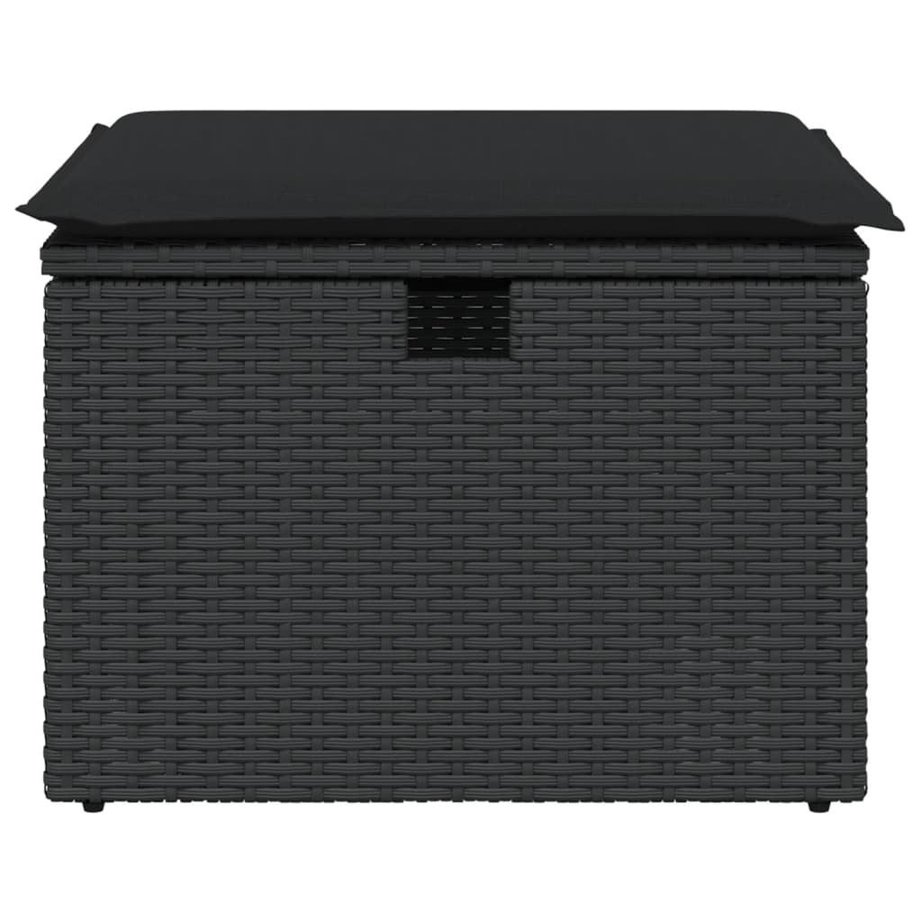 vidaXL Taburet de grădină cu pernă, negru, 55x55x37 cm, poliratan vidaXL Taburet de grădină cu pernă, negru, 55x55x37 cm, poliratan