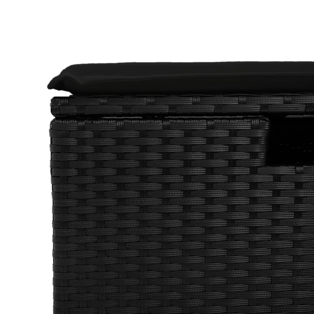 vidaXL Taburet de grădină cu pernă, negru, 55x55x37 cm, poliratan vidaXL Taburet de grădină cu pernă, negru, 55x55x37 cm, poliratan