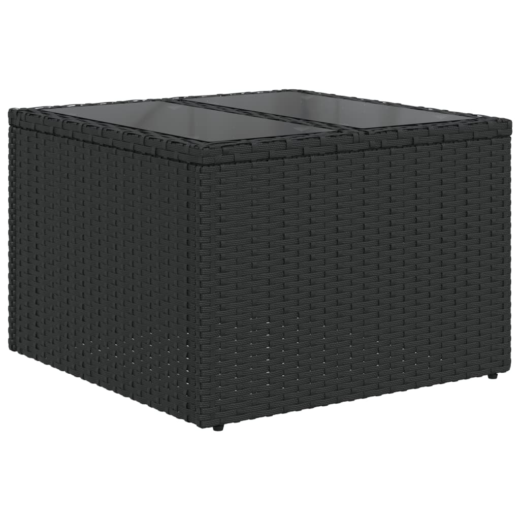 vidaXL Masă de grădină cu blat din sticlă, negru 55x55x37 cm poliratan vidaXL Masă de grădină cu blat din sticlă, negru 55x55x37 cm poliratan