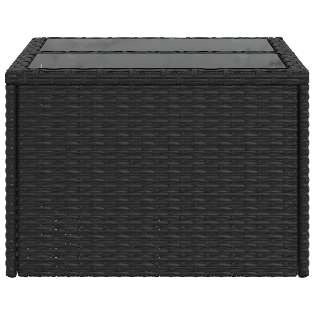 vidaXL Masă de grădină cu blat din sticlă, negru 55x55x37 cm poliratan vidaXL Masă de grădină cu blat din sticlă, negru 55x55x37 cm poliratan