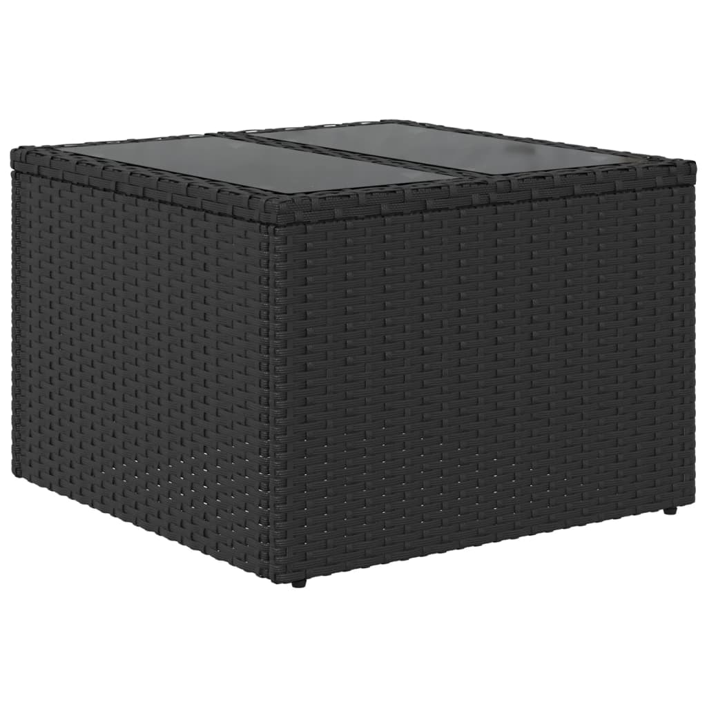 vidaXL Masă de grădină cu blat din sticlă, negru 55x55x37 cm poliratan vidaXL Masă de grădină cu blat din sticlă, negru 55x55x37 cm poliratan