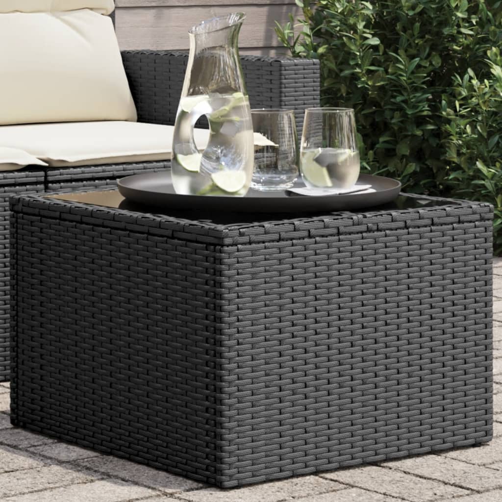 vidaXL Masă de grădină cu blat din sticlă, negru 55x55x37 cm poliratan vidaXL Masă de grădină cu blat din sticlă, negru 55x55x37 cm poliratan