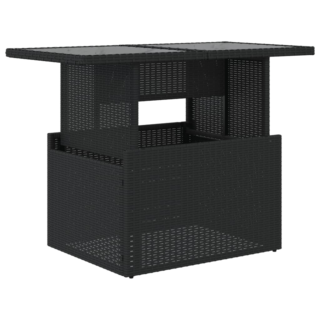 vidaXL Masă grădină cu blat din sticlă, negru, 100x55x73 cm, poliratan vidaXL Masă grădină cu blat din sticlă, negru, 100x55x73 cm, poliratan