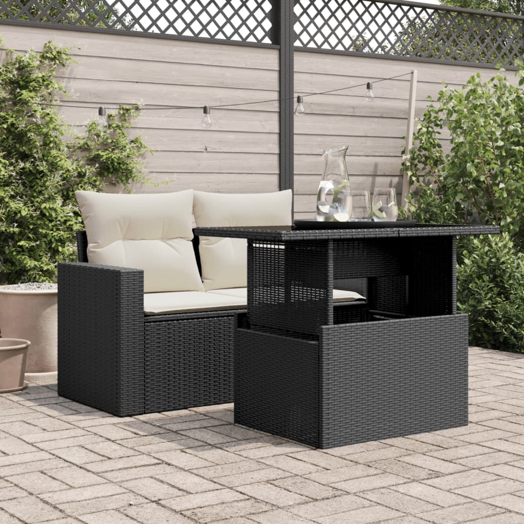 vidaXL Masă grădină cu blat din sticlă, negru, 100x55x73 cm, poliratan vidaXL Masă grădină cu blat din sticlă, negru, 100x55x73 cm, poliratan