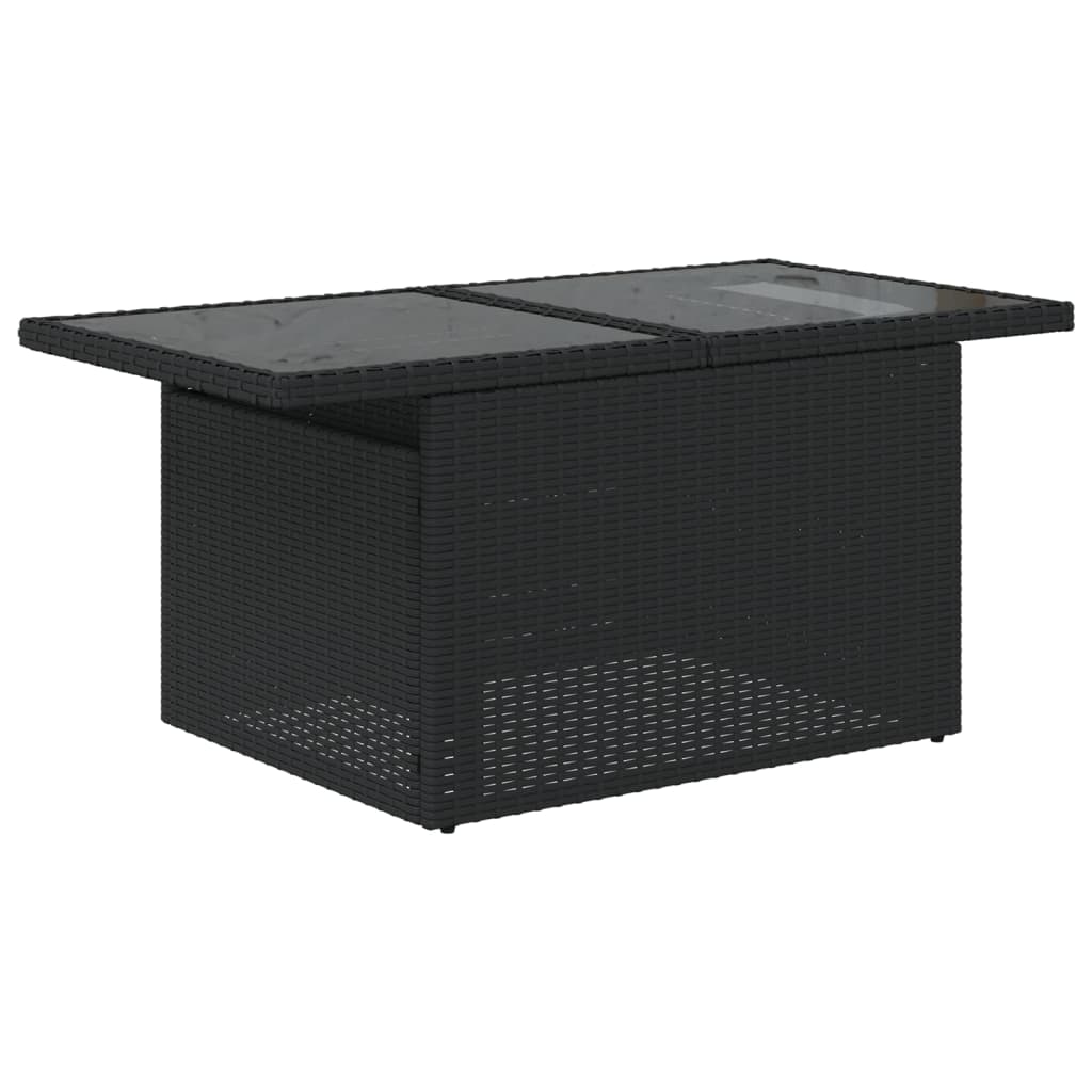 vidaXL Masă grădină cu blat din sticlă, negru, 100x55x73 cm, poliratan vidaXL Masă grădină cu blat din sticlă, negru, 100x55x73 cm, poliratan