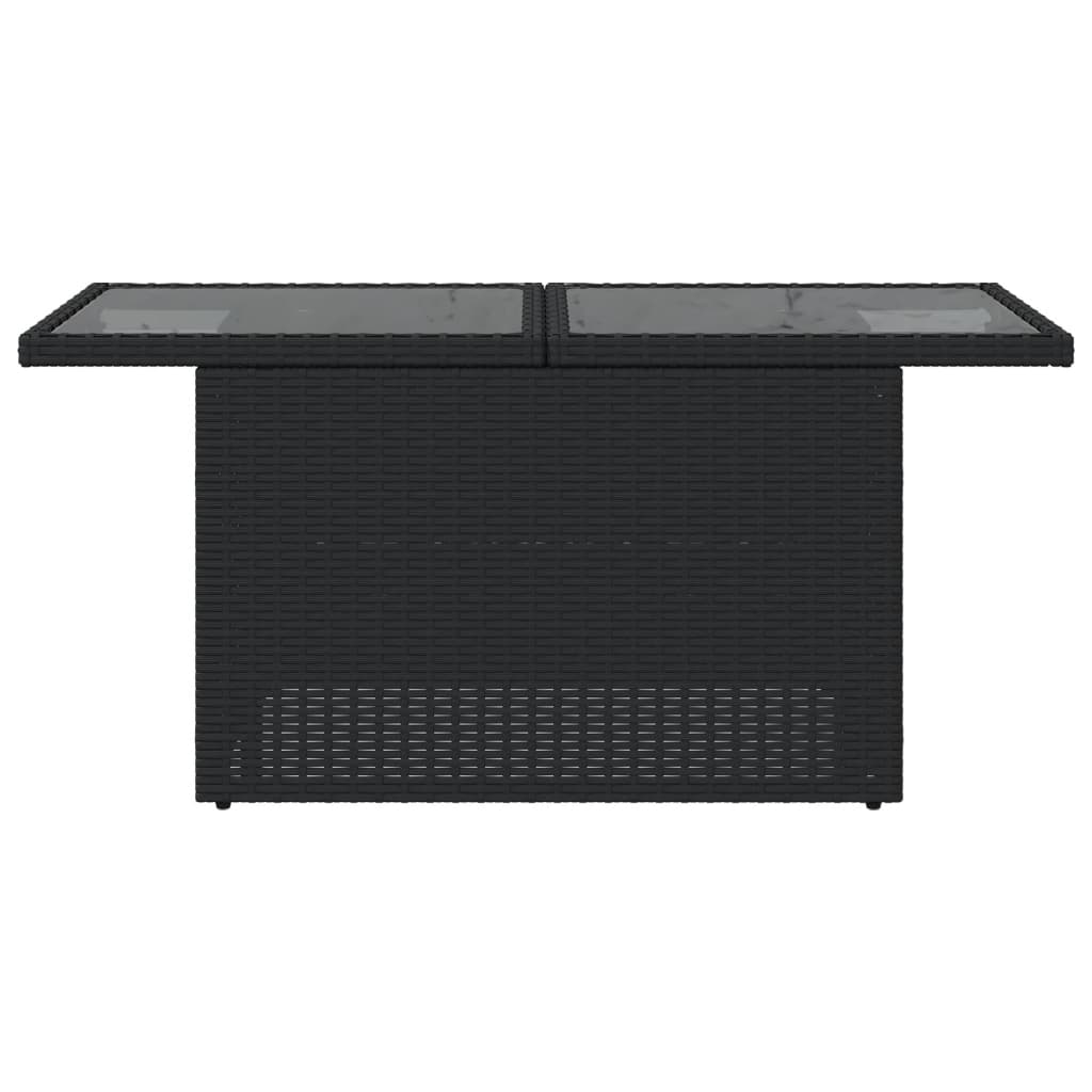 vidaXL Masă grădină cu blat din sticlă, negru, 100x55x73 cm, poliratan vidaXL Masă grădină cu blat din sticlă, negru, 100x55x73 cm, poliratan