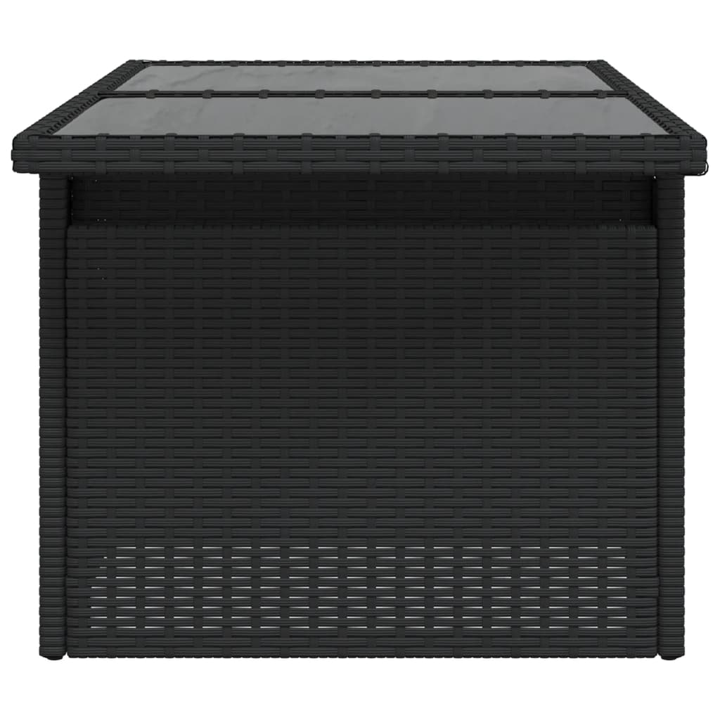 vidaXL Masă grădină cu blat din sticlă, negru, 100x55x73 cm, poliratan vidaXL Masă grădină cu blat din sticlă, negru, 100x55x73 cm, poliratan