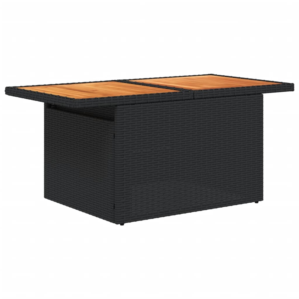 vidaXL Masă de grădină, negru, 100x55x73 cm, poliratan și lemn acacia