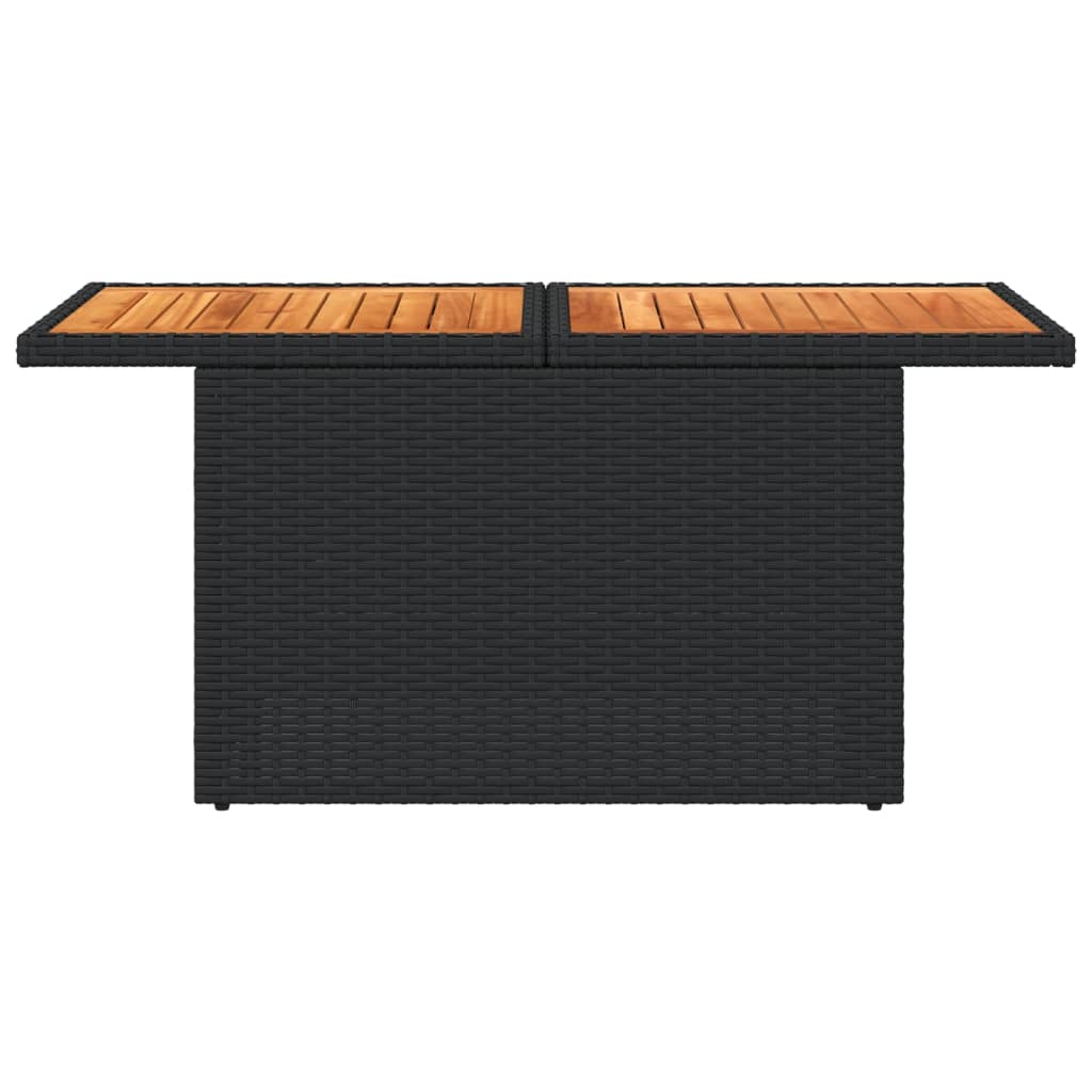 vidaXL Masă de grădină, negru, 100x55x73 cm, poliratan și lemn acacia