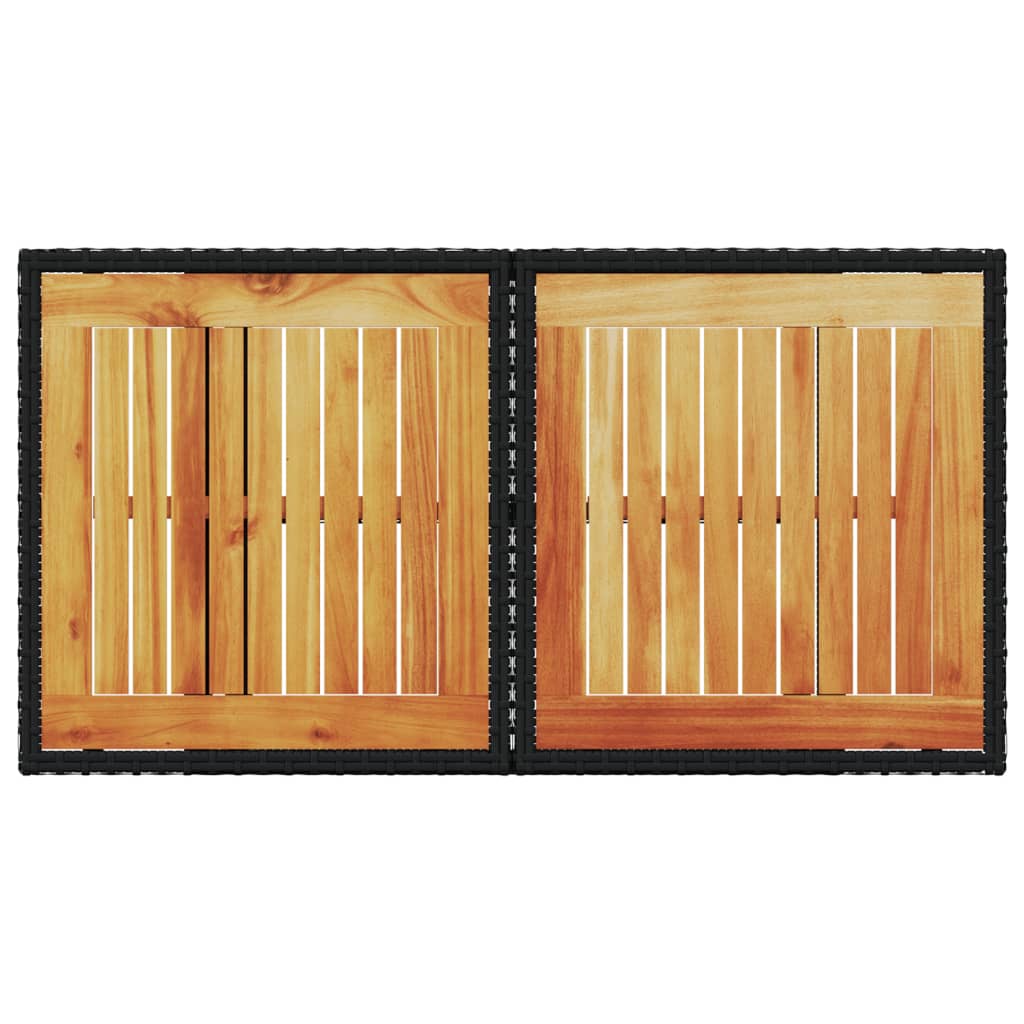 vidaXL Masă de grădină, negru, 100x55x73 cm, poliratan și lemn acacia