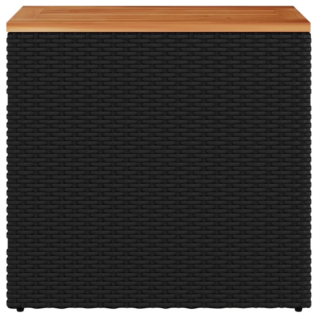 vidaXL Masă laterală de grădină blat lemn negru 58x27,5x55cm poliratan