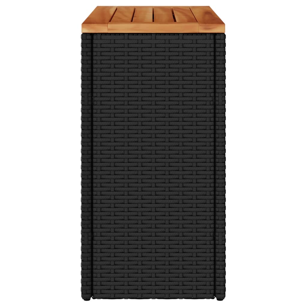 vidaXL Masă laterală de grădină blat lemn negru 58x27,5x55cm poliratan