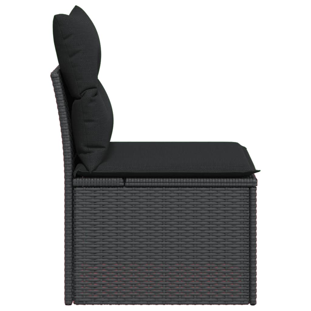 vidaXL Fotoliu de grădină fără cotiere, cu perne, negru, poliratan vidaXL Fotoliu de grădină fără cotiere, cu perne, negru, poliratan