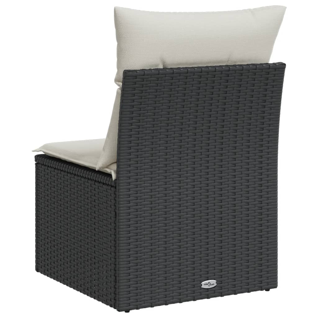vidaXL Canapea de grădină fără cotiere, cu perne, negru, poliratan vidaXL Canapea de grădină fără cotiere, cu perne, negru, poliratan