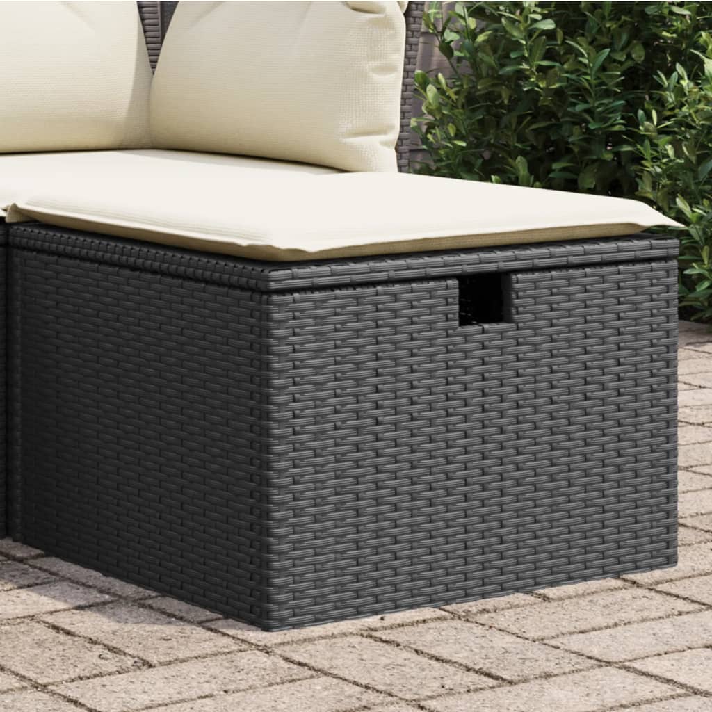 vidaXL Taburet de grădină cu pernă, negru, 55x55x37 cm, poliratan vidaXL Taburet de grădină cu pernă, negru, 55x55x37 cm, poliratan