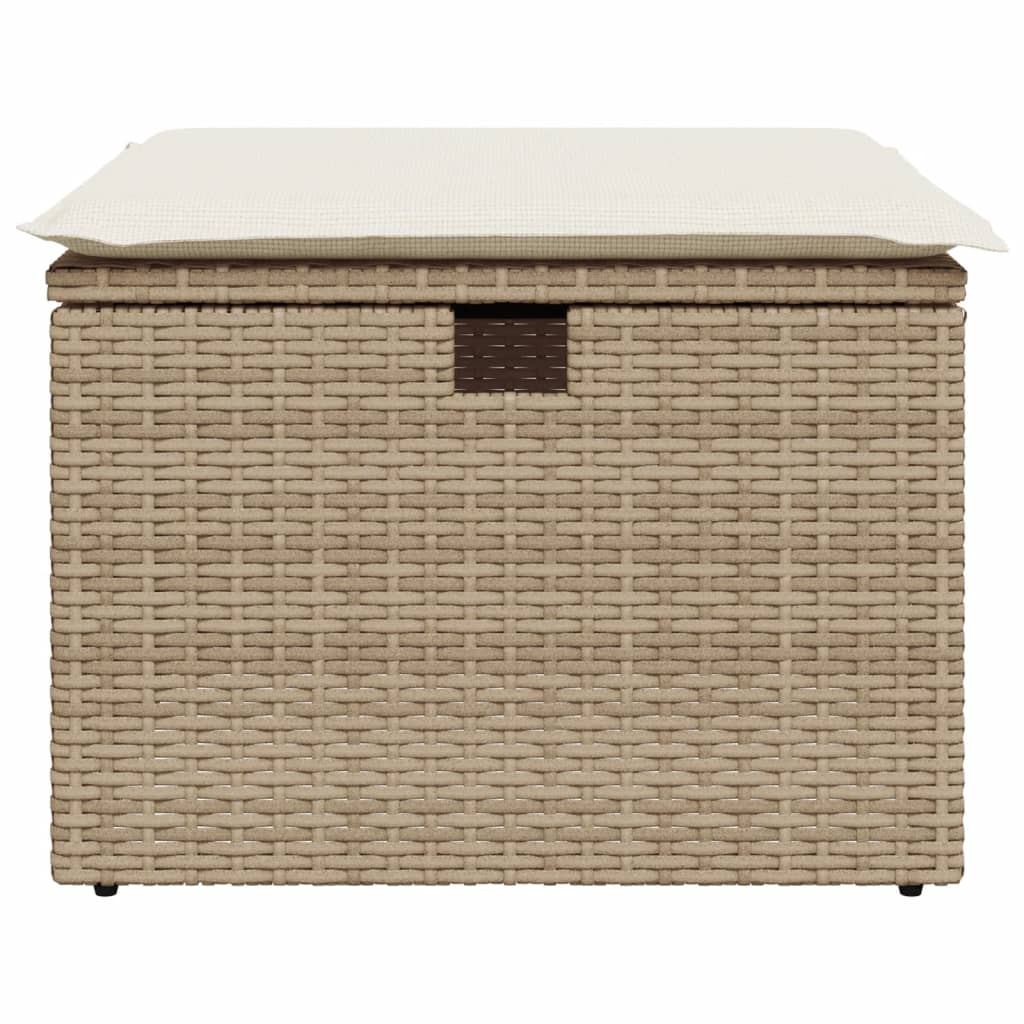 vidaXL Taburet de grădină cu pernă, bej, 55x55x37 cm, poliratan vidaXL Taburet de grădină cu pernă, bej, 55x55x37 cm, poliratan
