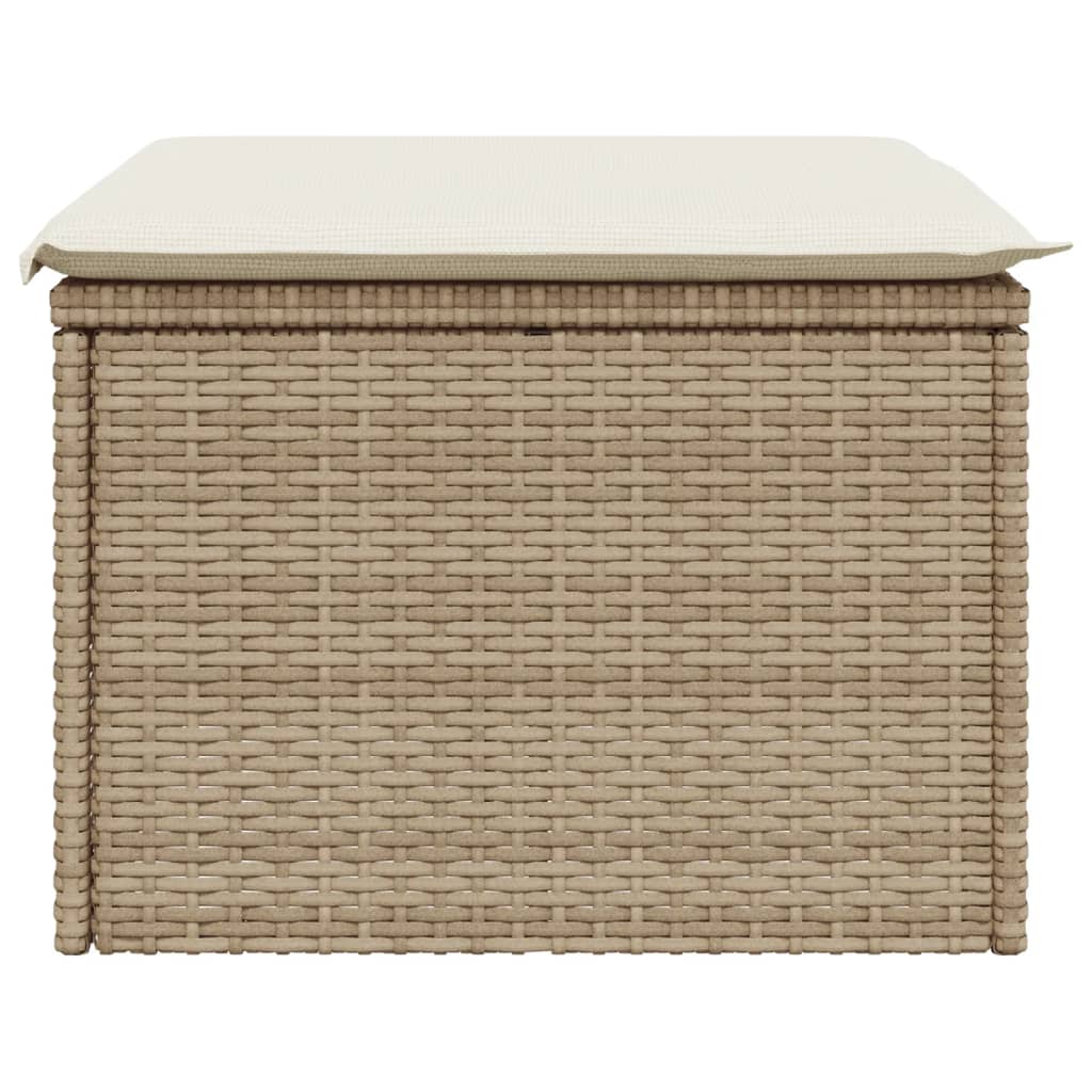 vidaXL Taburet de grădină cu pernă, bej, 55x55x37 cm, poliratan vidaXL Taburet de grădină cu pernă, bej, 55x55x37 cm, poliratan