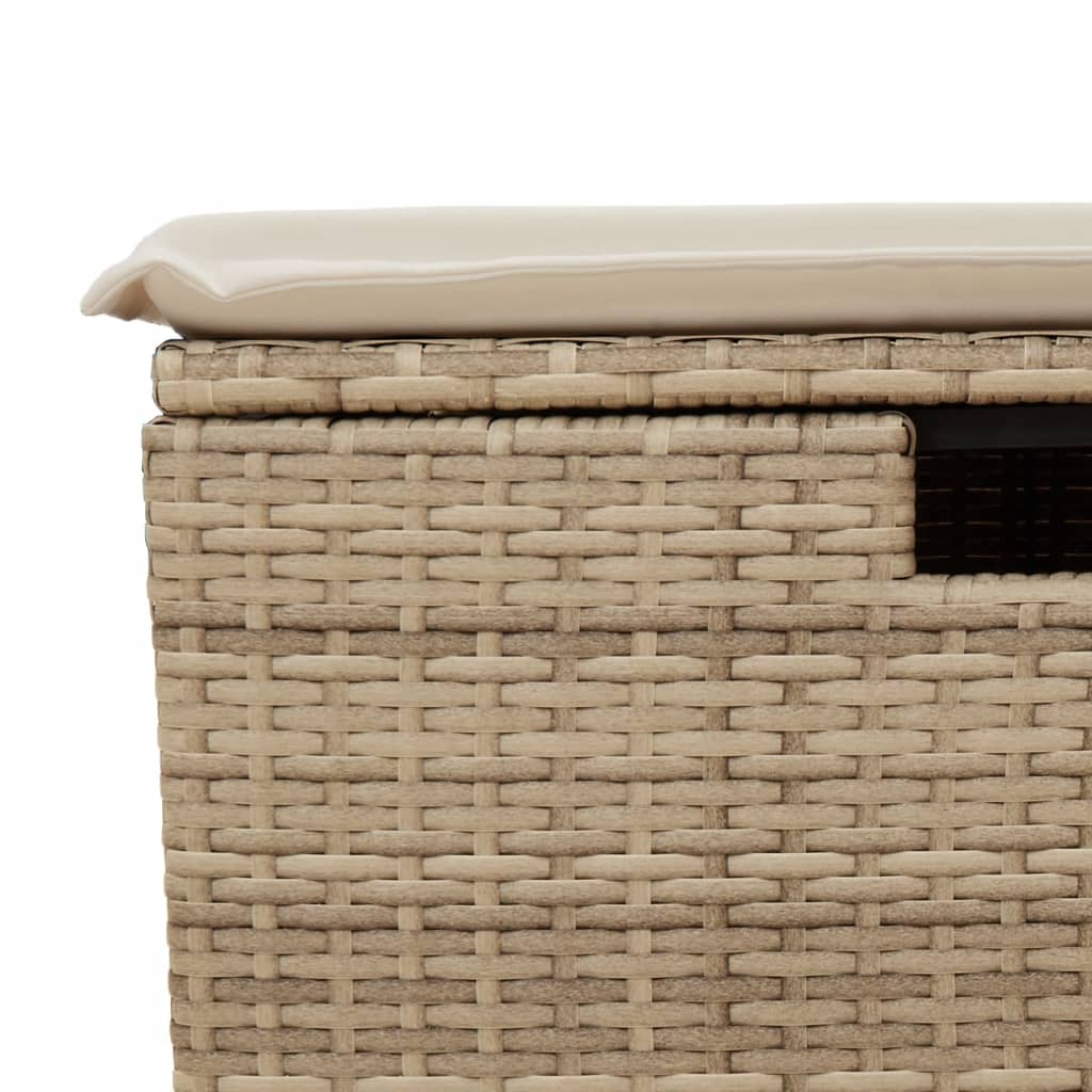 vidaXL Taburet de grădină cu pernă, bej, 55x55x37 cm, poliratan vidaXL Taburet de grădină cu pernă, bej, 55x55x37 cm, poliratan