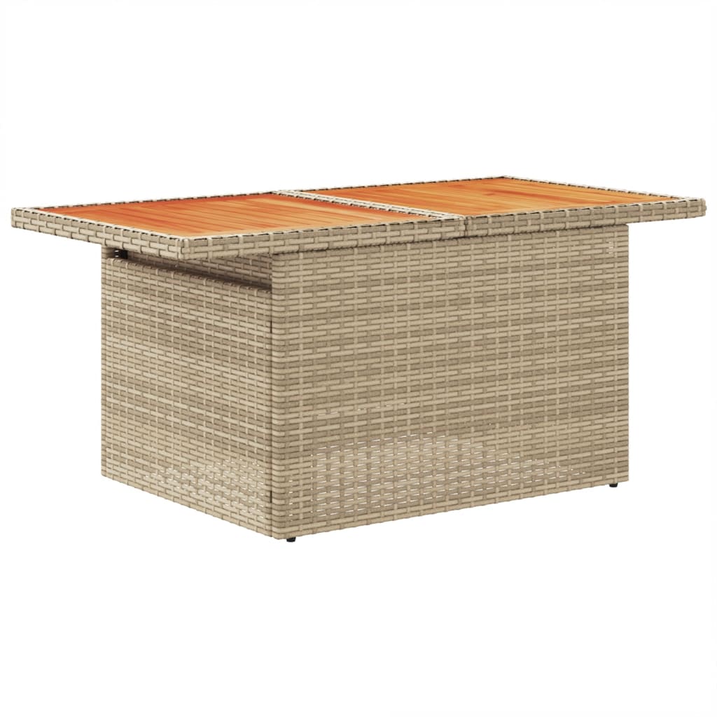 vidaXL Masă de grădină, bej, 100x55x73 cm, poliratan și lemn de acacia vidaXL Masă de grădină, bej, 100x55x73 cm, poliratan și lemn de acacia