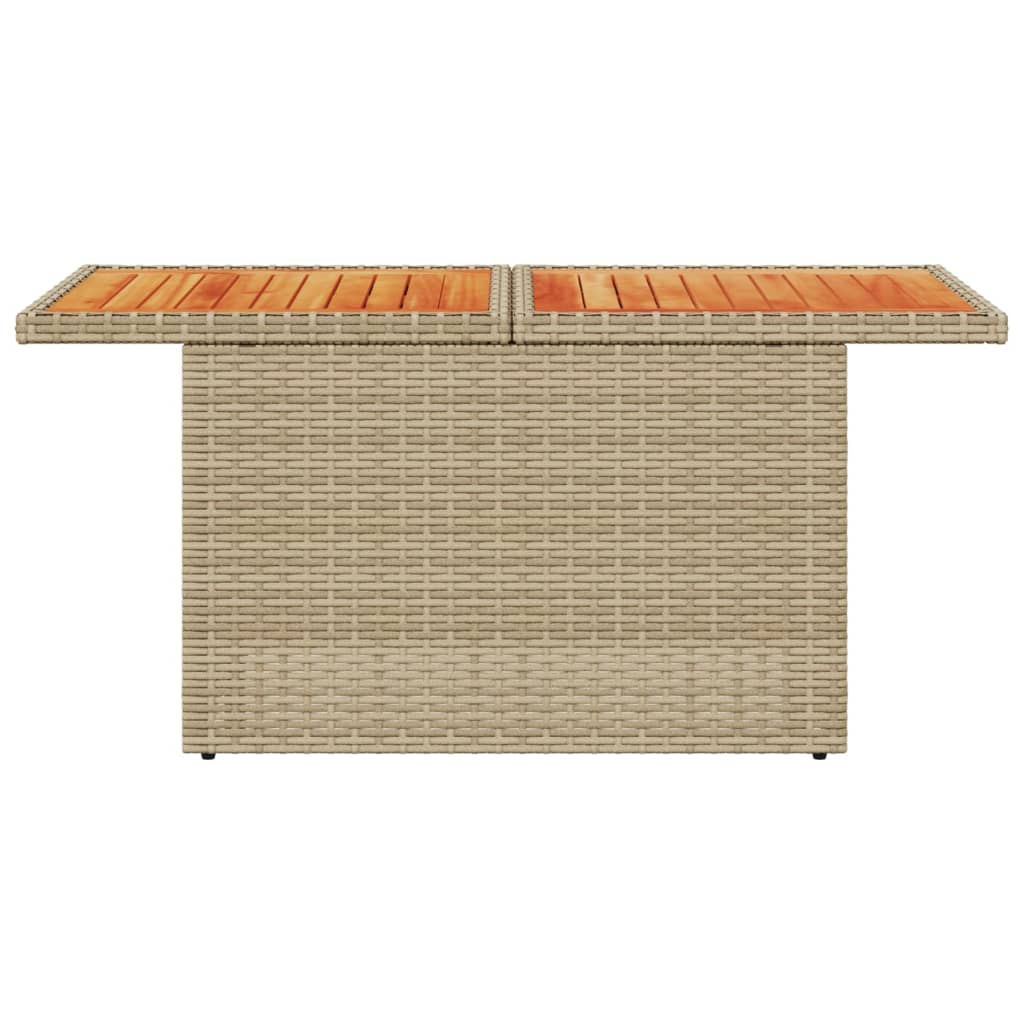 vidaXL Masă de grădină, bej, 100x55x73 cm, poliratan și lemn de acacia vidaXL Masă de grădină, bej, 100x55x73 cm, poliratan și lemn de acacia