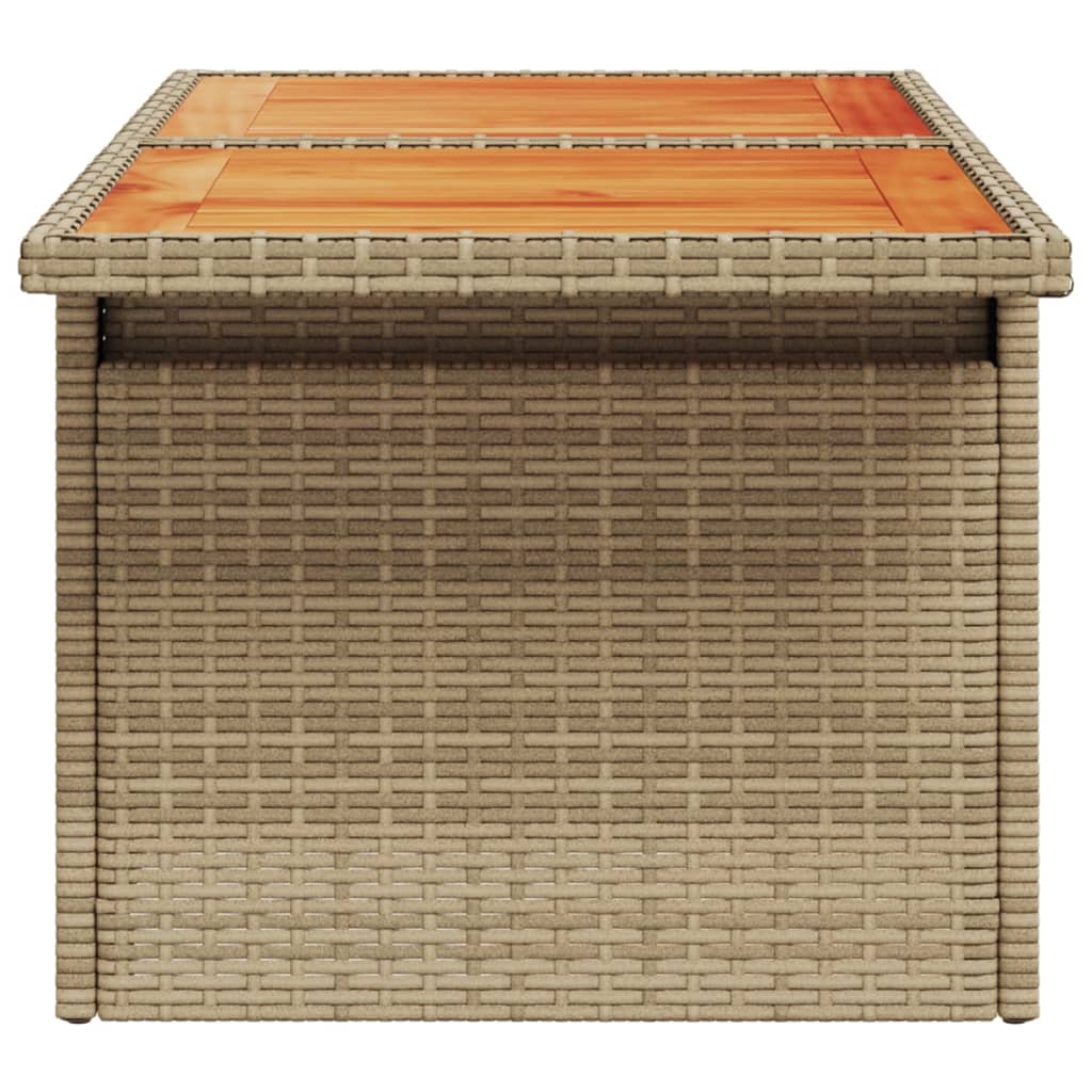 vidaXL Masă de grădină, bej, 100x55x73 cm, poliratan și lemn de acacia vidaXL Masă de grădină, bej, 100x55x73 cm, poliratan și lemn de acacia