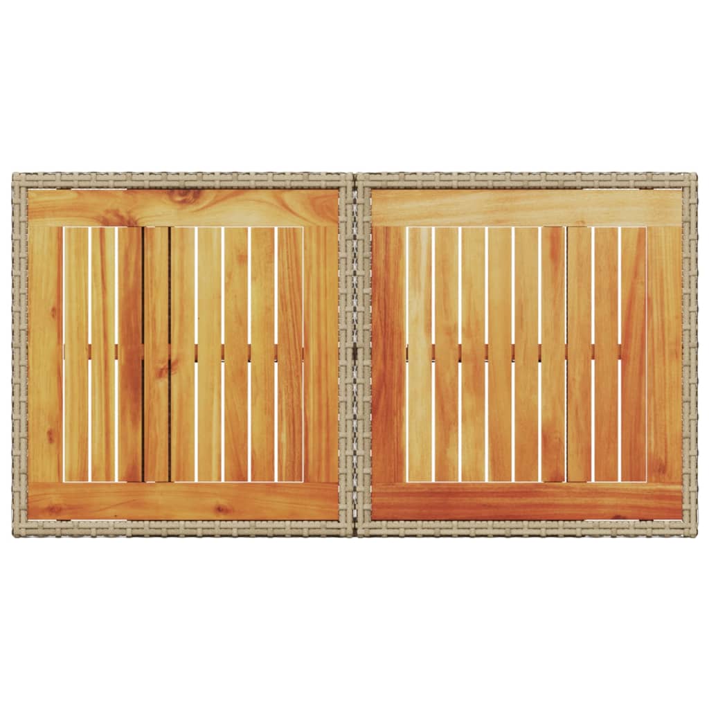 vidaXL Masă de grădină, bej, 100x55x73 cm, poliratan și lemn de acacia vidaXL Masă de grădină, bej, 100x55x73 cm, poliratan și lemn de acacia