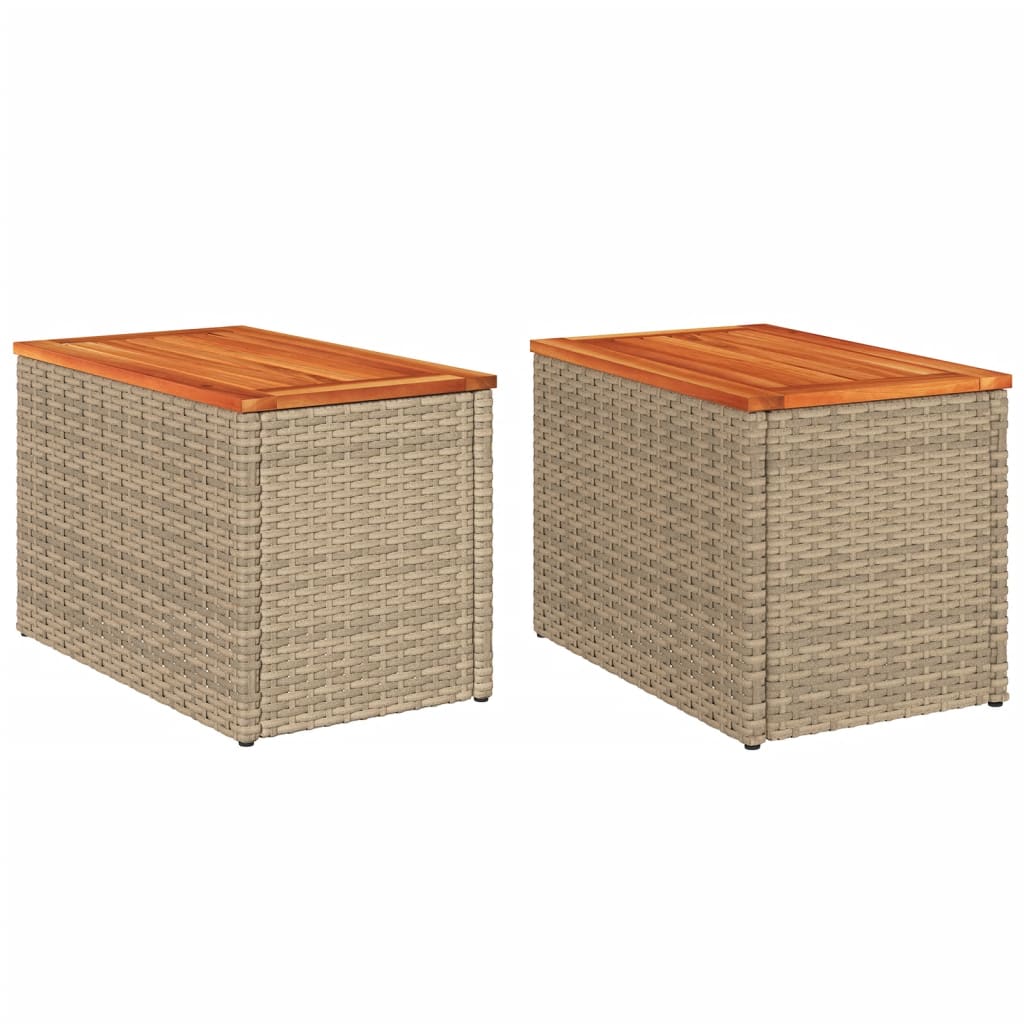 vidaXL Mese laterale de grădină 2 buc. bej 55x34x37cm lemn/poliratan vidaXL Mese laterale de grădină 2 buc. bej 55x34x37cm lemn/poliratan