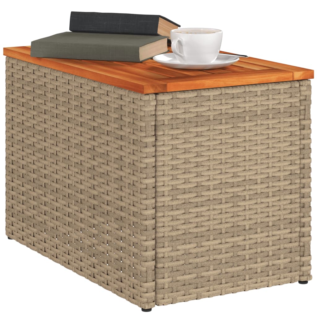 vidaXL Mese laterale de grădină 2 buc. bej 55x34x37cm lemn/poliratan vidaXL Mese laterale de grădină 2 buc. bej 55x34x37cm lemn/poliratan