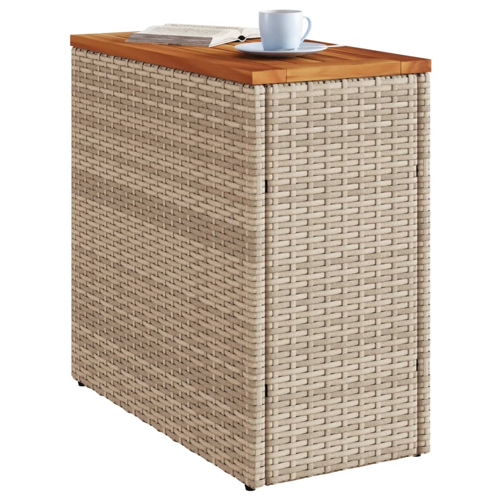 vidaXL Masă laterală de grădină blat lemn bej 58x27,5x55 cm poliratan