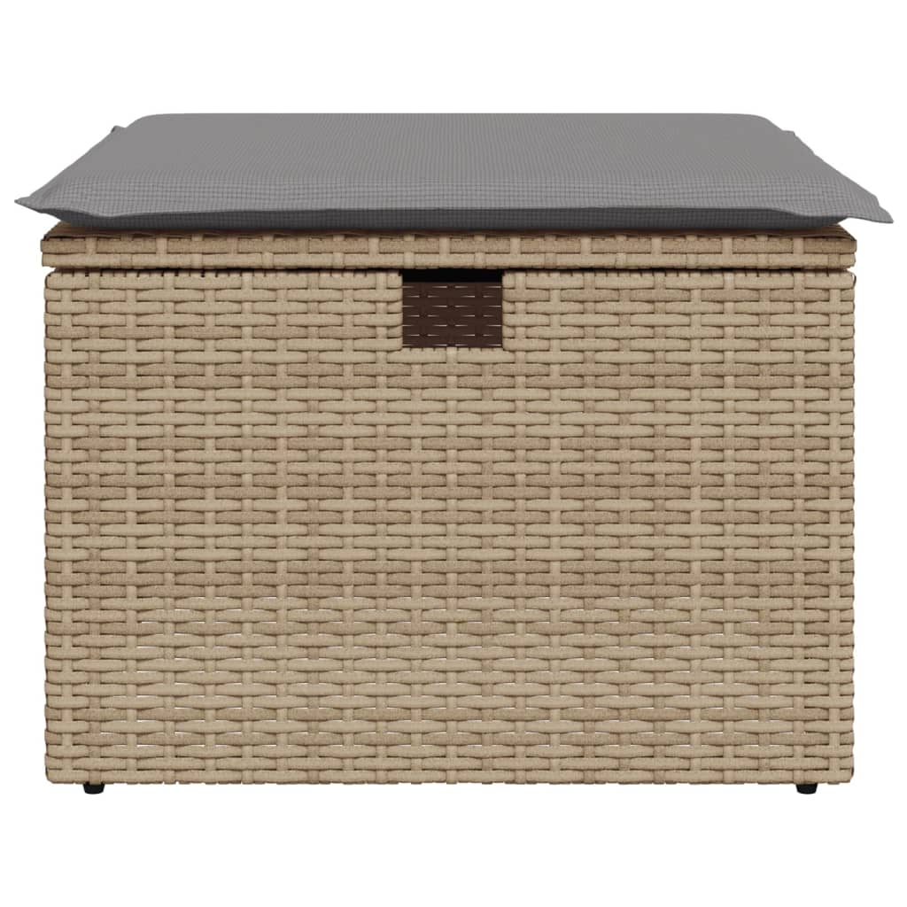 vidaXL Taburet de grădină cu pernă, bej, 55x55x37 cm, poliratan vidaXL Taburet de grădină cu pernă, bej, 55x55x37 cm, poliratan