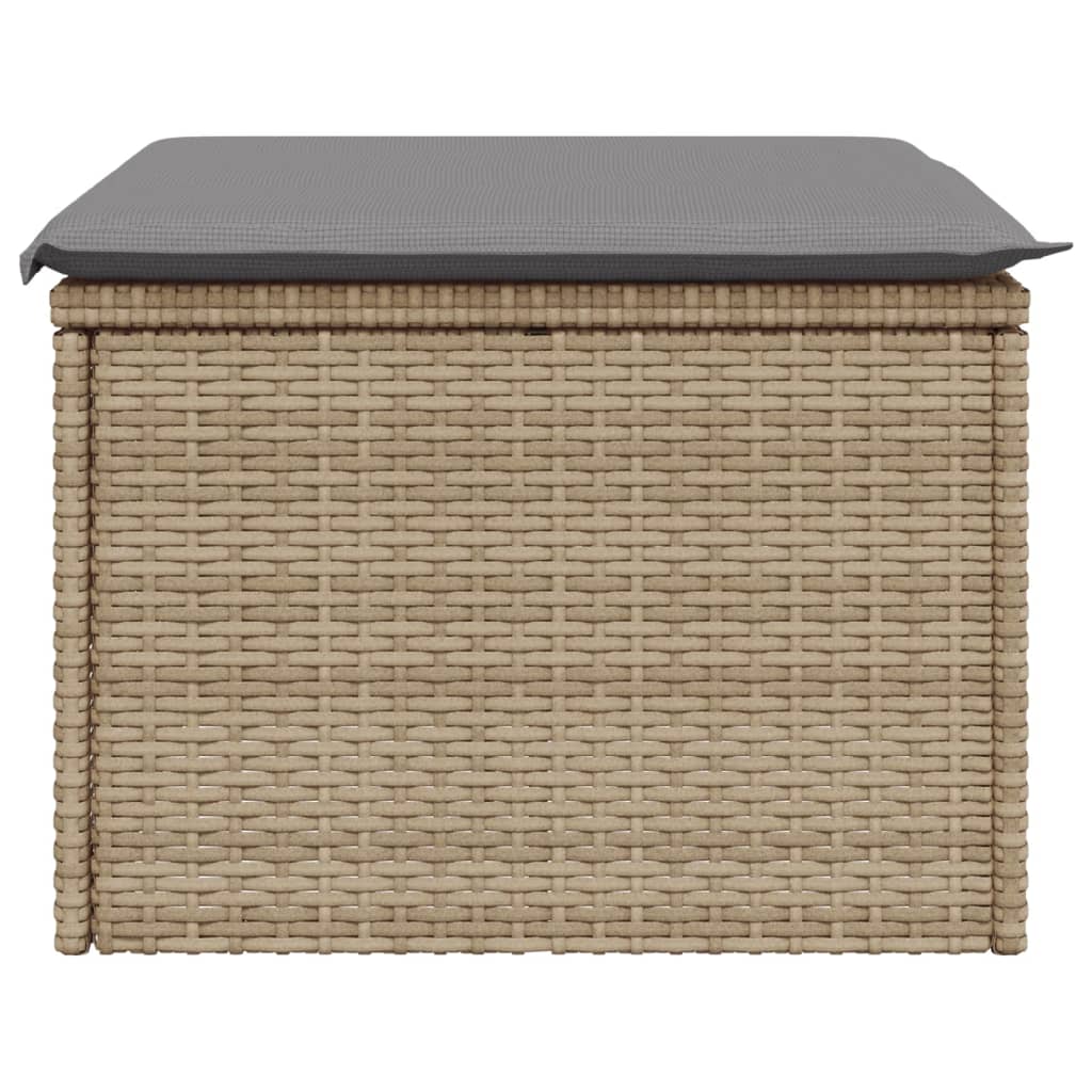 vidaXL Taburet de grădină cu pernă, bej, 55x55x37 cm, poliratan vidaXL Taburet de grădină cu pernă, bej, 55x55x37 cm, poliratan