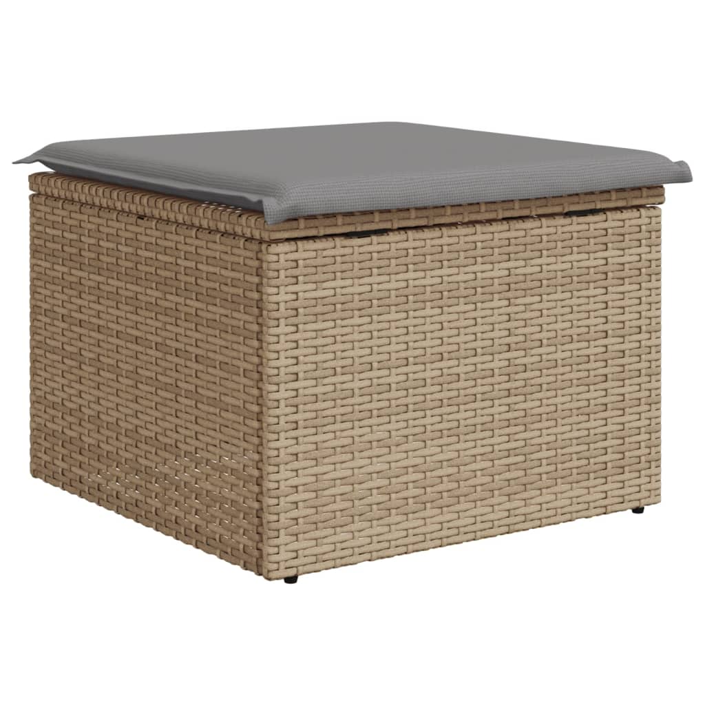 vidaXL Taburet de grădină cu pernă, bej, 55x55x37 cm, poliratan vidaXL Taburet de grădină cu pernă, bej, 55x55x37 cm, poliratan