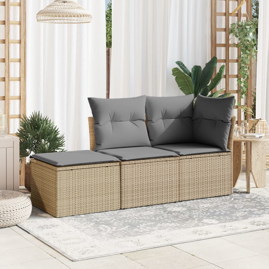 vidaXL Taburet de grădină cu pernă, bej, 55x55x37 cm, poliratan vidaXL Taburet de grădină cu pernă, bej, 55x55x37 cm, poliratan