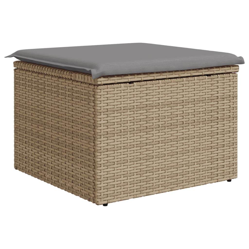 vidaXL Taburet de grădină cu pernă, bej, 55x55x37 cm, poliratan vidaXL Taburet de grădină cu pernă, bej, 55x55x37 cm, poliratan