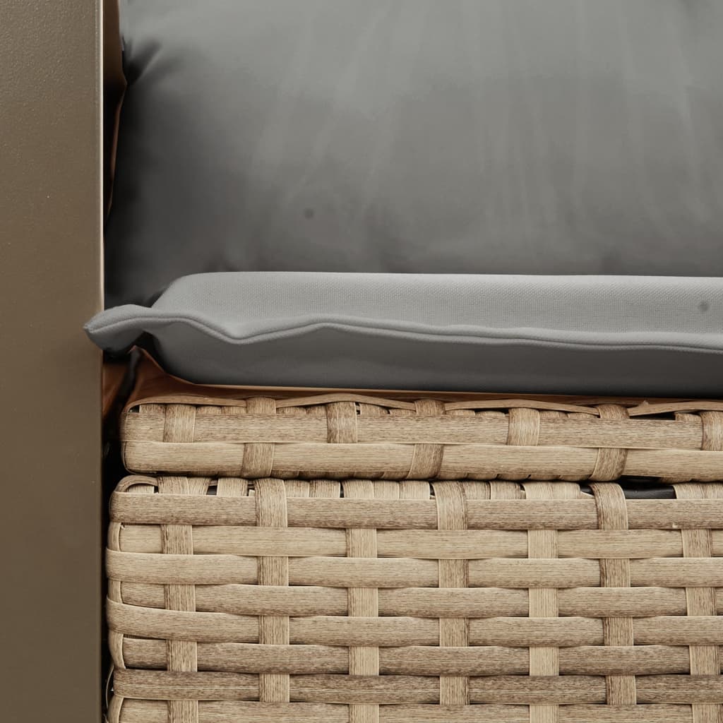 vidaXL Canapea de grădină cu perne, 2 locuri, bej, poliratan