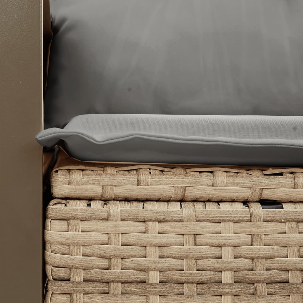 vidaXL Canapea de grădină cu perne, 2 locuri, bej, poliratan