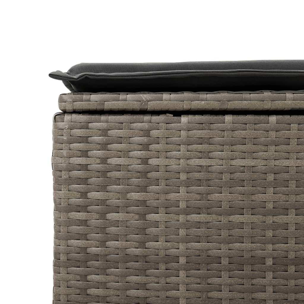 vidaXL Taburet de grădină cu pernă, gri, 55x55x37 cm, poliratan vidaXL Taburet de grădină cu pernă, gri, 55x55x37 cm, poliratan