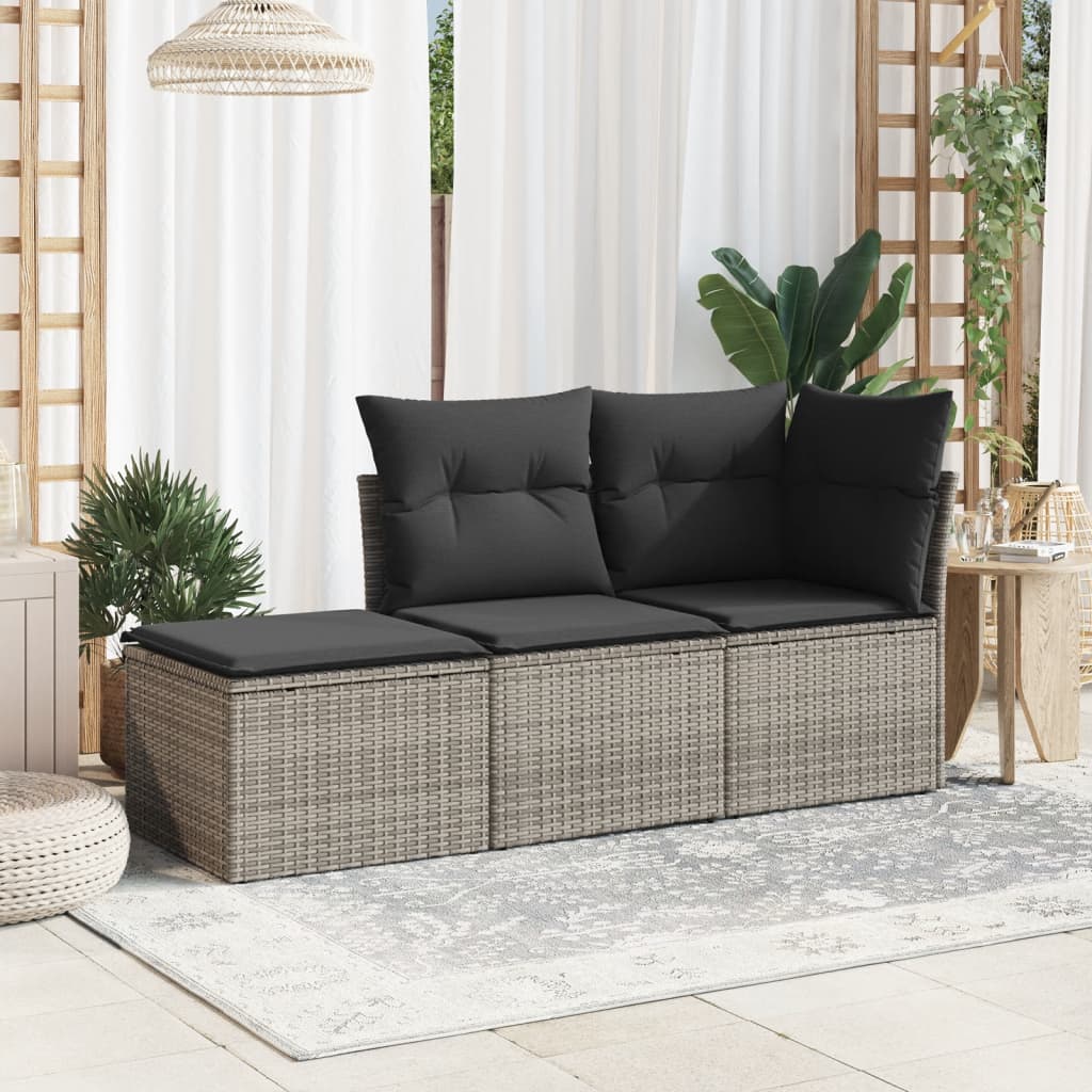 vidaXL Taburet de grădină cu pernă, gri, 55x55x37 cm, poliratan vidaXL Taburet de grădină cu pernă, gri, 55x55x37 cm, poliratan