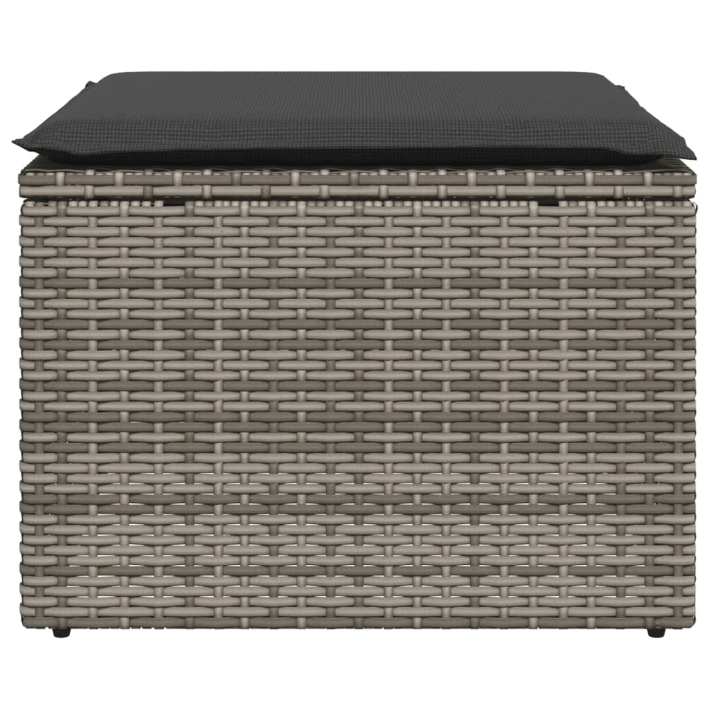 vidaXL Taburet de grădină cu pernă, gri, 55x55x37 cm, poliratan vidaXL Taburet de grădină cu pernă, gri, 55x55x37 cm, poliratan