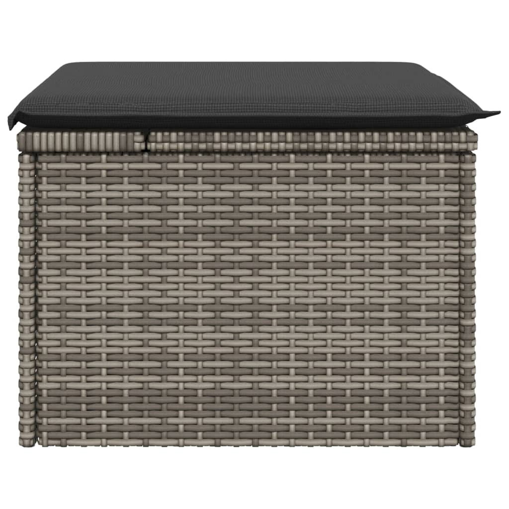 vidaXL Taburet de grădină cu pernă, gri, 55x55x37 cm, poliratan vidaXL Taburet de grădină cu pernă, gri, 55x55x37 cm, poliratan