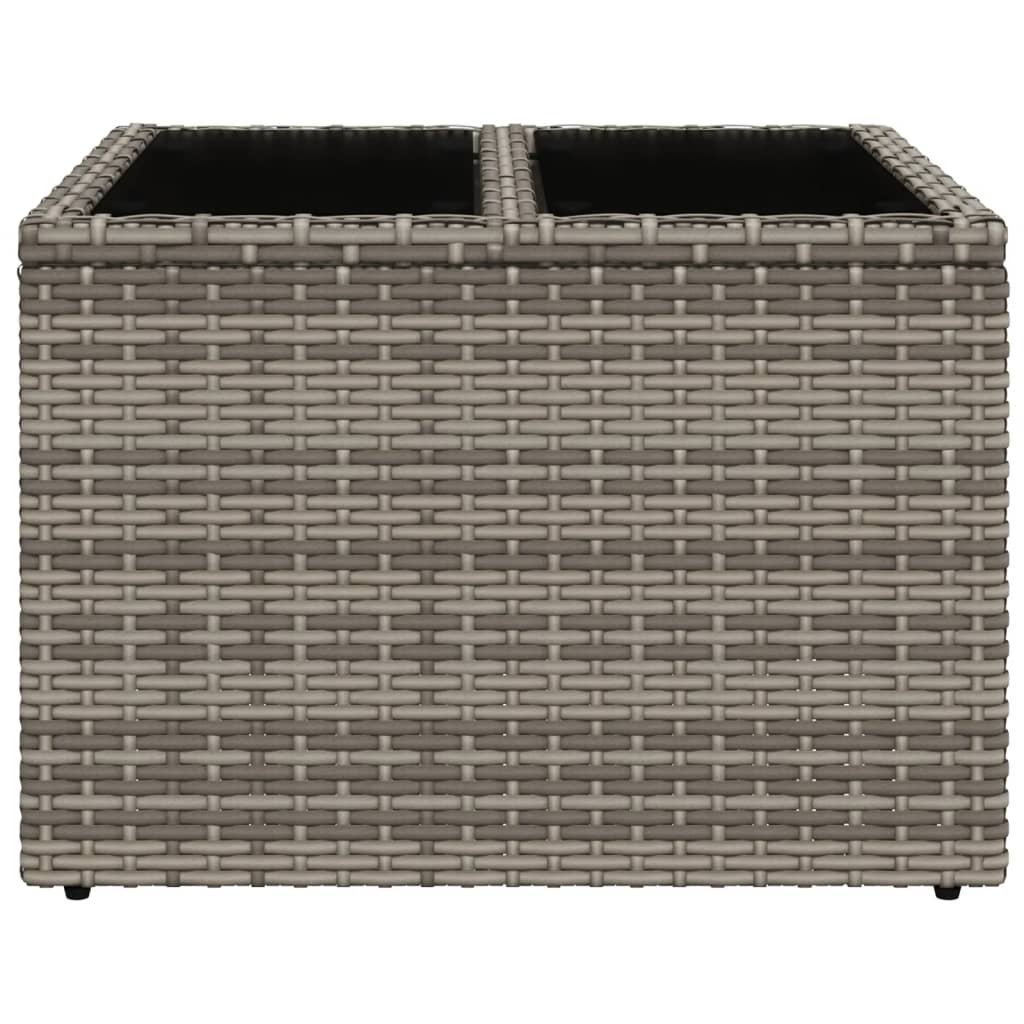 vidaXL Masă de grădină cu blat din sticlă, gri, 55x55x37 cm, poliratan vidaXL Masă de grădină cu blat din sticlă, gri, 55x55x37 cm, poliratan