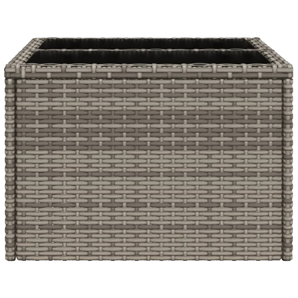 vidaXL Masă de grădină cu blat din sticlă, gri, 55x55x37 cm, poliratan vidaXL Masă de grădină cu blat din sticlă, gri, 55x55x37 cm, poliratan